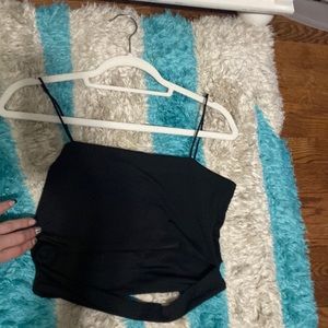 black crop top, shows a little bit of stomach, never worn
